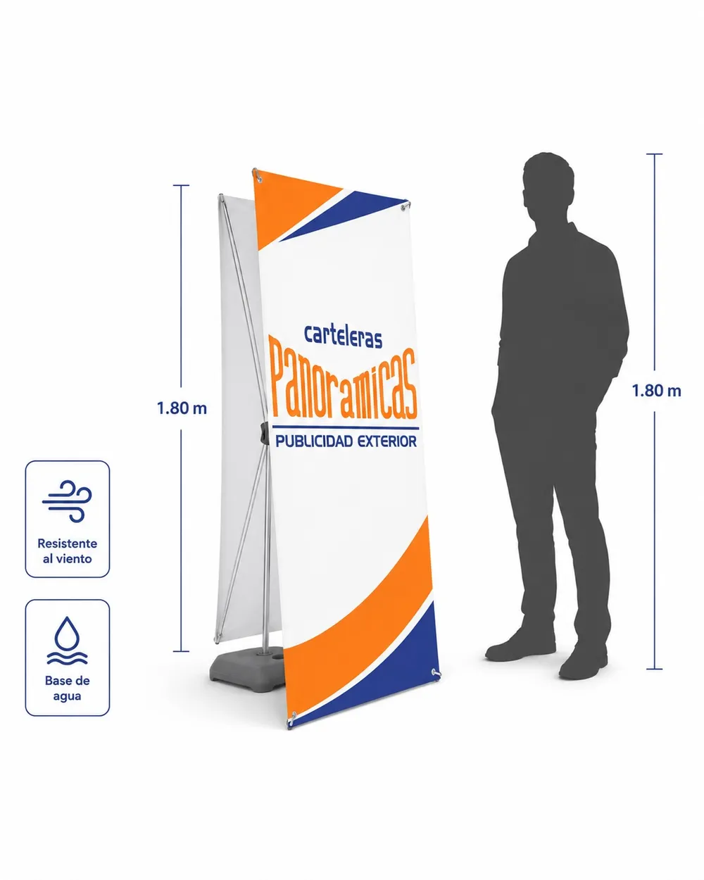 Display Tipo X de 80 cm para Exterior — 0.80 x 1.80 m — display publicitario