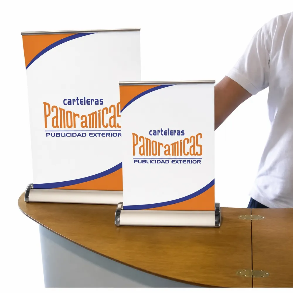 Roll Up Mini para Escritorio — 0.21 x 0.29 m — display publicitario